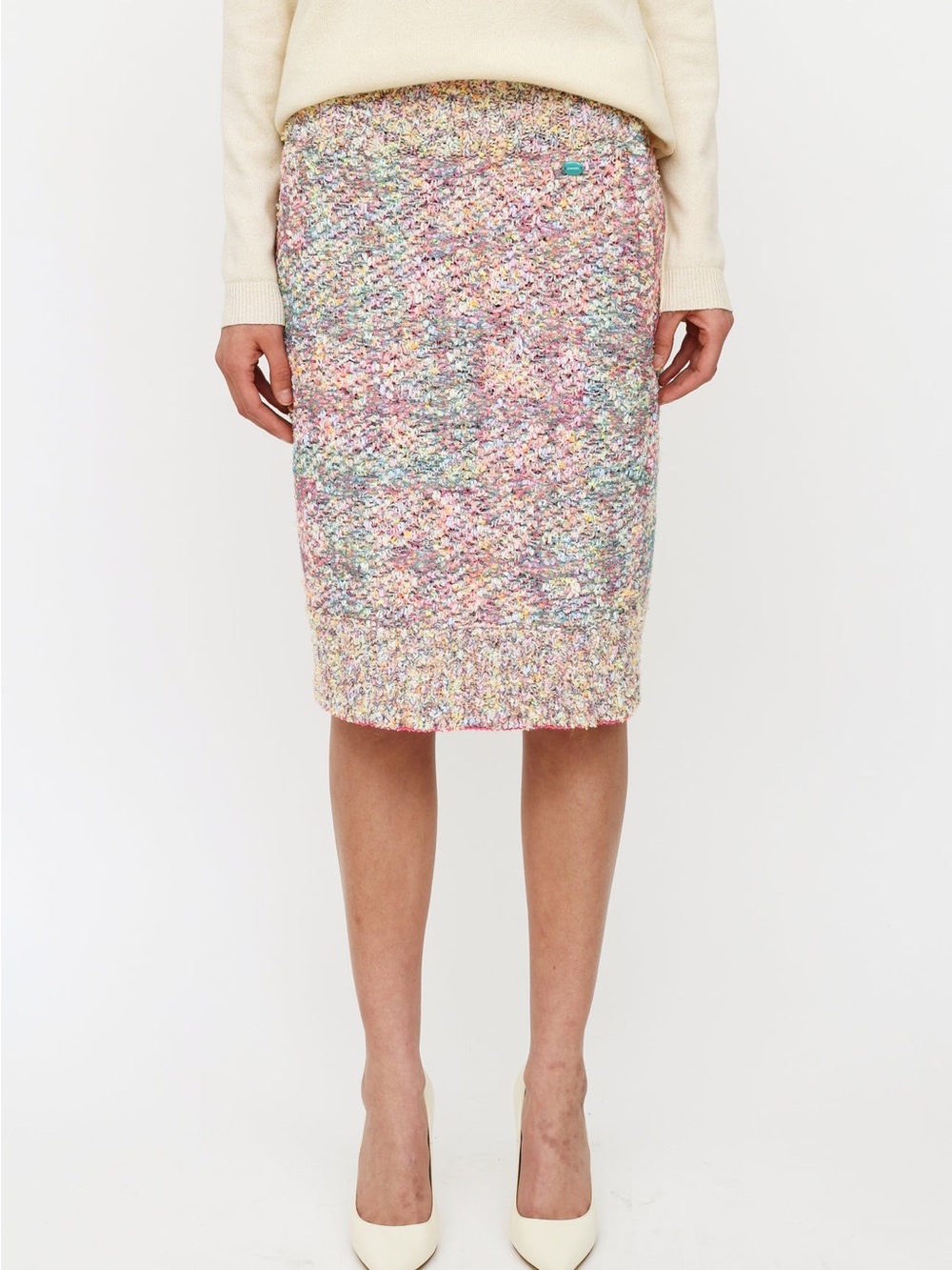 🌈 Fantasy tweed Skirt Atmosphere Rainbow Confetti Stretch Medium Colorful Fuzzy